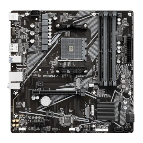 Мат.плата GIGABYTE B550M K AM4, AMD B550, 4xDDR4-3200 Mhz, 1xPCI-Ex16, 2xM.2, Micro-ATX Мат.плата GIGABYTE B550M K AM4, AMD B550, 4xDDR4-3200 Mhz, 1xPCI-Ex16, 2xM.2, Micro-ATX