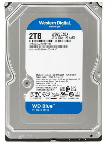 Жесткий диск 2TB WD Blue WD20EZBX, 2Тб, HDD, SATA III, 3.5