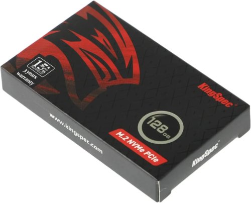 Твердотельный накопитель SSD M.2 128GB KingSpec NE-128 PCIe 3.0 x4, чтение - 1800 Мбайт/сек, запись - 600 Мбайт/сек, 3 бит TLC, NVM Express, TBW - 87 ТБ