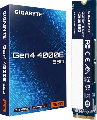 ������������� ���������� SSD M.2 500GB GIGABYTE Gen4 4000E [G440E500G] PCIe 4.0 x4, ������ - 3600 �����/���, ������ - 3000 �����/���, 3 ��� TLC, NVM Express, TBW - 300 ��