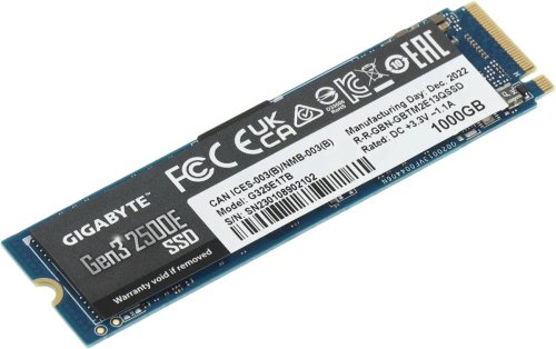 ������������� ���������� SSD M.2 1TB GIGABYTE Gen3 2500E [G325E1TB] PCIe 3.0 x4, ������ - 2400 �����/���, ������ - 1800 �����/���, 3 ��� TLC, NVM Express, TBW - 240 ��