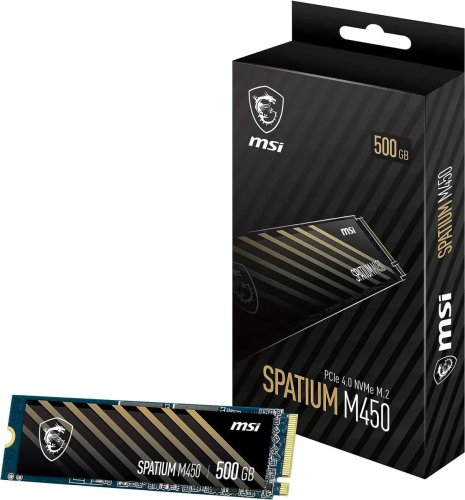 ������������� ���������� SSD M.2 500GB MSI SPATIUM M450 [S78-440K220-P83] [PCIe 4.0 x4, ������ - 3600 �����/���, ������ - 2300 �����/���, 3 ��� TLC, NVM Express, TBW - 300 ��]