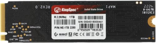 ������������� ���������� SSD M.2 1TB KINGSPEC NE-1TB 2280 PCI-E 3.x x4, ������ - 2400 �����/���, ������ - 1900 �����/���, 3D NAND
