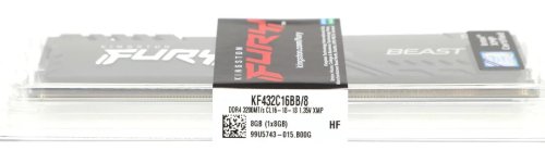  DDR4 8Gb Kingston FURY Beast Black [ KF432C16BB/8 ] 8  DDR4, 3200 , 16-18-18, 1.35V