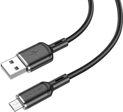 Кабель USB BOROFONE BX90 Cyber AM-microBM 1 метр, 2,4A, нейлон, ченрный