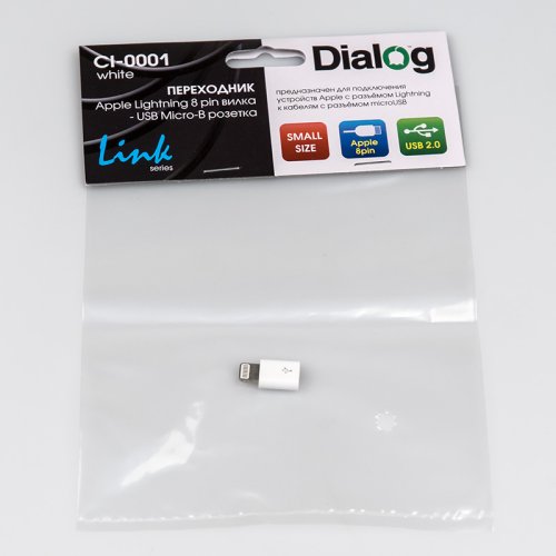  Dialog CI-0001 White -  Lightning 8pin (M) - microUSB (F), 