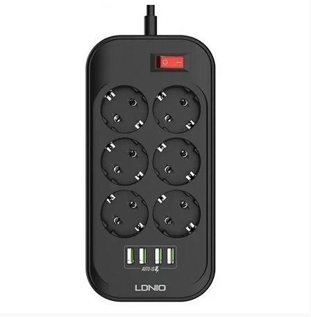   LDNIO SE6403, 2500W, 2 +   4 USB / 6 (LD_B4436) Black&Gray