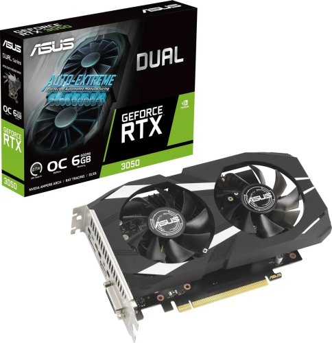  ASUS GeForce RTX 3050 Dual OC Edition [DUAL-RTX3050-O6G] PCIe 4.0 6  GDDR6, 96 , DisplayPort, DVI-D, HDMI, GPU 1042 
