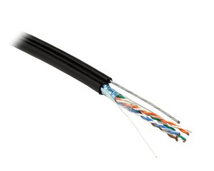 Кабель медный FTP4, кат.5е, 1м, внешний Кат.5Е, 4 пары на металлическом тросе для внешней прокладки, -40°/+60°