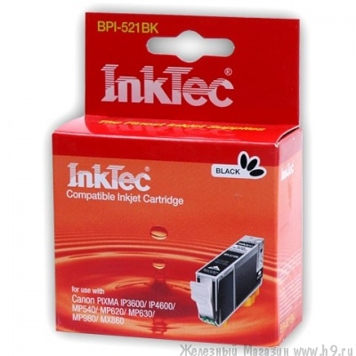 Картридж Canon InkTec CLI-521BK черный для Canon PIXMA iP3600/ iP4600/ MP540/ MP620/ MP630/ MP980/ MX860, InkTec