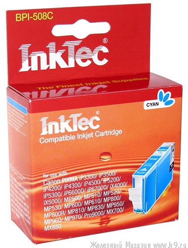 Картридж Canon InkTec BPI-521C (голубой) для Canon PIXMA iP3600/ iP4600/ MP540/ MP620/ MP630/ MP980/ MX860, InkTec