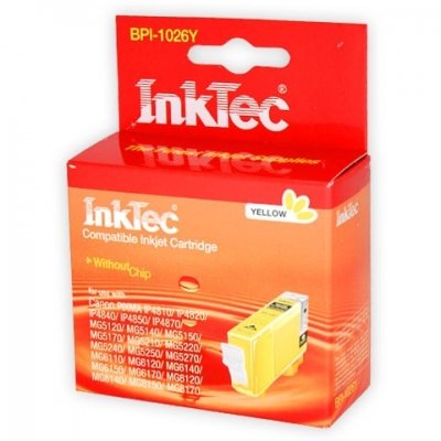 Картридж Canon BPI-1026Y/iP4820/ iP4840/ iP4850/ iP4870/ MG6120/ MG6140/ MG6150/ MG6170/ MG8120/ MG8140/ MG8150/ MG8170(Without Chip), InkTec