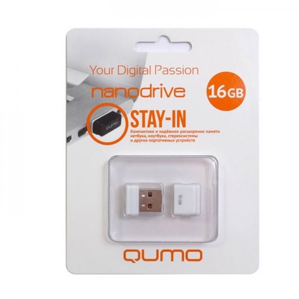 - 16Gb QUMO Nano White [USB 2.0, ]