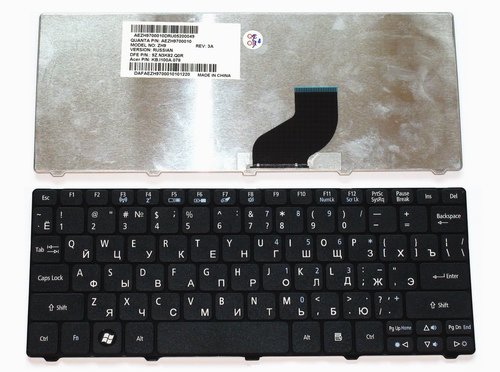 Клавиатура для ноутбука Acer Aspire One 532H, 532, AO532H D255, D527 One D260/Gateway LT21 (rus чёрн)