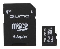 Карта памяти micro SDXC 64Gb QUMO Сlass 10 с адаптером SD 3.0 UHS-1 (чёрная упаковка)
