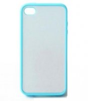 iPhone4 Чехол голубой силиконовый, со вставкой под сублимацию арт.414
