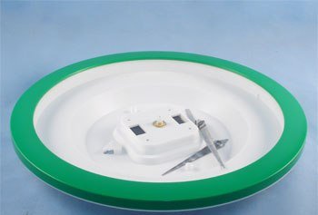Часы пластиковые П1-3 под полиграфию, круглые D285мм цвет корпуса белый, цвет окантовки Зеленый
