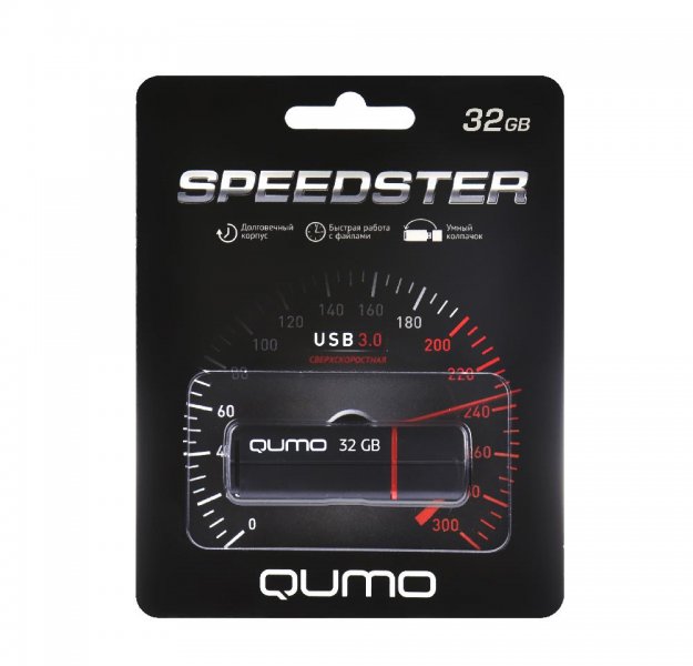 Флэш-накопитель 32GB QUMO SPEEDSTER 3.0 BLACK, цвет корпуса черный