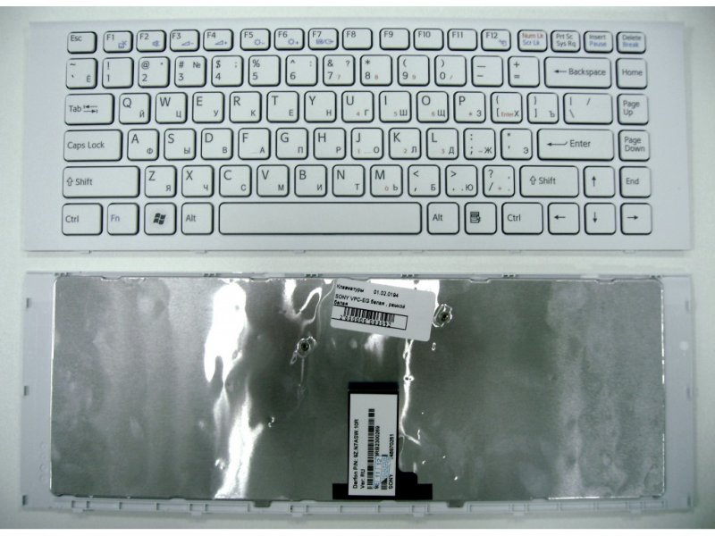 Клавиатура для ноутбука Sony Vaio VPC-EG белая, белая рамка (148970261) (148970261)