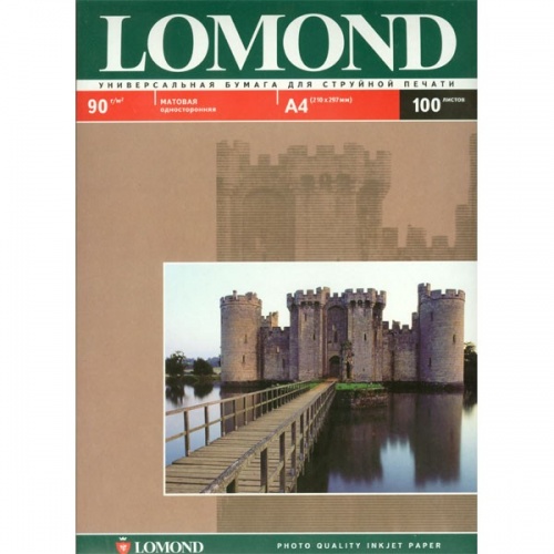 Фотобумага LOMOND Матовая односторонняя. 90г/м2, 100л. А4, 0102001 21x29.7