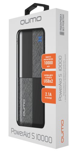 ����������� �������� ���������� Qumo PowerAid S2 S10000, 10000 ��-� 2A, 2 USB, mUSB/Type C ���������
