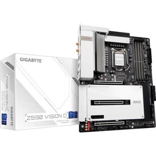 . GIGABYTE Z590 VISION D, LGA 1200, Intel Z590, 4xDDR4-3200 , 3xPCI-Ex16, 3xM.2, Standard-ATX