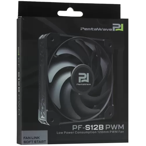 Вентилятор 120х120х25 PentaWave PF-S12B PWM [120 x 120 мм, 4 pin, 600-1950об/мин, 29.6 дБ, MHDB Вентилятор 120х120х25 PentaWave PF-S12B PWM [120 x 120 мм, 4 pin, 600-1950об/мин, 29.6 дБ, MHDB
