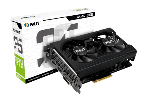 ���������� Palit GeForce RTX 3050 Dual NE63050018P1-1070D 8Gb 8 �� GDDR6, 128 ���, DisplayPort x3, H