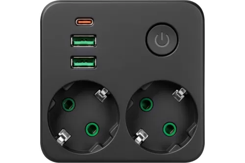 Сетевой фильтр QUMO Power Block Light 4SPBARU (P-0008), 2 розетки, 2500 Вт, 10А, 2 USB-A и 1 Type- Сетевой фильтр QUMO Power Block Light 4SPBARU (P-0008), 2 розетки, 2500 Вт, 10А, 2 USB-A и 1 Type-