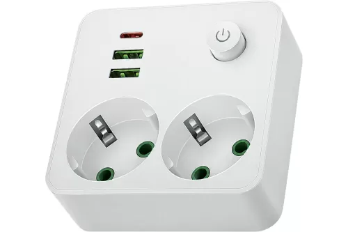 Сетевой фильтр QUMO Power Block Light 4SPBARU (P-0008), 2 розетки, 2500 Вт, 10А, 2 USB-A и 1 Type- Сетевой фильтр QUMO Power Block Light 4SPBARU (P-0008), 2 розетки, 2500 Вт, 10А, 2 USB-A и 1 Type-