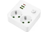 ������� ������ QUMO Power Block Light 4SPBARU (P-0008),  2 �������, 2500 ��, 10�,  2 USB-A � 1 Type-