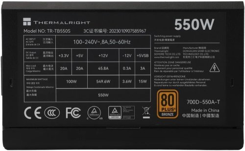 Блок питания 550W Thermalright TR-TB550S 80 Plus BRONZE 20+4 pin, 4+4 pin x2, 6+2 pin x1, 4 pin Mole Блок питания 550W Thermalright TR-TB550S 80 Plus BRONZE 20+4 pin, 4+4 pin x2, 6+2 pin x1, 4 pin Mole