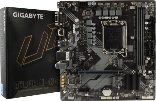 Материнская плата GIGABYTE B760M H DDR4 LGA 1700, Intel B760, 2xDDR4-3200 Mhz, 1xPCI-Ex16, 2xM.2, Mi
